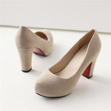 Women's Faux Suede High Chunky Heels - Blue - Chunky Heels - 43 B - PU Flock Leather - image 35