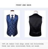 Men's Formal 4 Pcs Silk Slim Waistcoat Sets - Dark Blue - MS-0020 - 4 PCS - Vest Set - XXXL - Silk - image 22