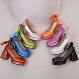 Funki Buys | Shoes | Women's Square Toe Block Heel Platforms