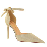 Women's Glitter Bow Knot Strappy Heels - Gold - Prom Shoes - 43 B - PU Leather - image 27