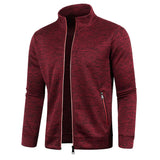 Men's Zip Up Stand Collar Winter Jacket - Black - Sweatshirt Jacket - 4XL - Polyester - image 8