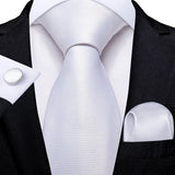 Men's 3 Pcs White Silk Wedding Tie Sets - White - 0341 - One Size - Silk - image 8