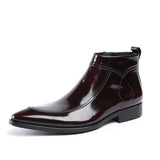 Men's Leather Patent Formal Dress Boots - Wine Red - Patent Boots - 45 B - Genuine Leather - image 19