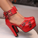 Women's High Platform Summer Sandals - Red - Platform Heels - 50 B - PU Leather - image 19