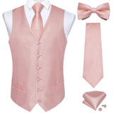 Men's 5 Pcs Silk Formal Waistc… - Black/Grey - 1 - MJ-0109-LH-0215 - 5 PCS - Vest Set - 3XL - Silk/Rayon/Polyester - image 11