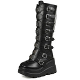 Women's Punk Goth Multi Buckle Boots - Black - Buckle Boots - 43 B - PU Leather - image 15