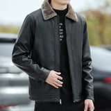 Men's Warm Faux Fleece Leather Jackets - Black - Jacket - 4XL - PU Leather - image 5
