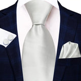Men's 3 Pcs White Silk Wedding Tie Sets - White - 3413 - One Size - Silk - image 13