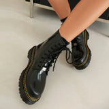Womens Patent Leather Lace Up Ankle Boot - Black - Ankle Boots - 43 B - PU Patent Leather - image 22