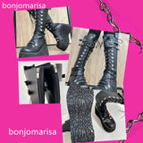 Women's Goth Lace Up Platform Wedges - Black - 1 / Boots - 10.5 B - PU Leather - image 42