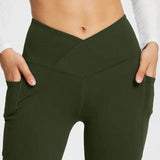 Women's High Waist Yoga Flare Leggings - Black - Yoga Pants - 2XL - Polyester - image 21