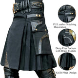 Men's Steampunk Cosplay Larp Utility Kilts - Black - Highland Kilt - 5XL - Polyester - image 10