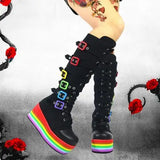 Women's Gothic Rainbow Platform Boots - Black - Rainbow Platform Boots - 46 B - PU Leather - image 5