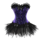 Women's Victorian Lace Corset Dresses - Blue/Black - 6068blue 7008black - 6XL - Polyester - image 13