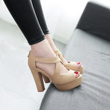 Women's Block Heel High Platform Sandal - Orange - Platform Sandals - 43 B - PU Leather - image 18