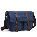 Messenger Bags Men's Canvas Hide Bags - Dark Blue - Bag - Large - Canvas/Leather - image 35