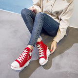 Women's High Platform Zipper Sneakers - Navy - Platform Sneakers - 43 B - Canvas - image 17