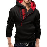 Men's High Neck Hooded Pullovers - Black/Red - Pullover - XXXL - Polyester - image 14