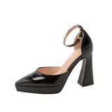 Women's Formal Dress Shoes Spool Heel - Black - Shoes - 10.5 B - PU Leather - image 4