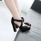 Women's Block Heel High Platform Sandal - Orange - Platform Sandals - 43 B - PU Leather - image 7