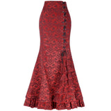 Women's Gothic Vintage Ruffled Long Skirts - Red - Steampunk Skirt - XXXL - Polyester - image 3