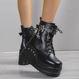 Women's Punk Chunky Platform Creepers - Black - Platform Ankle Boots - 43 B - PU Leather - image 16