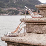 Women's Metallic Bling Bridal Slingbacks - Black - 2 / 6cm / Metallic Heels - 41 B - PU Leather - image 18
