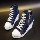 Women's High Platform Zipper Sneakers - Navy - Platform Sneakers - 43 B - Canvas - image 7