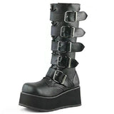 Women's Mid Wedge Heel Buckle Boots - Black - Mid Heel Wedges - 45 B - PU Leather - image 7