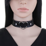 Unisex Vintage Goth Choker Necklace - Black - Circle Choker Necklace - Medium - PU Leather - image 4