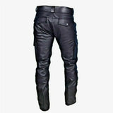 Men's PU Leather Motorcycle Cargo Pants - Black - Men's Pants - 5XL - PU Leather - image 2