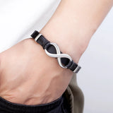 Unisex Leather Infinity Symbol Bracelets - Black/Gold - Bracelet - 23cm - Leather - image 7