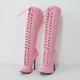 Women's Shiny Burlesque High Heel Boots - Pink - High Boots - 15 B - Patent PU Leather - image 5