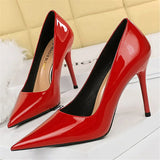 Women's Elegant Mid-Heel Formal Scarpin - Wine Red - 10cm - Formal Stilettos - 43 B - PU Patent Leather - image 14