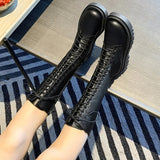 Women's Gothic Lace Up High Top Boots - Black - Lace Up Boot - 43 B - PU Leather - image 3