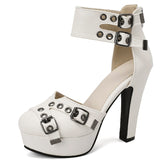 Women's High Platform Summer Sandals - White - Platform Heels - 50 B - PU Leather - image 2