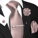 Men's 5 Pcs Luxury Ridged Silk Tie Sets - Dusky Pink - 5pc Tie Set - 048 - Medium - Silk - image 29