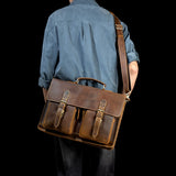Messenger Bags Men's Leather Laptop Bag - Brown - Men's Bag - Large - Genuine Leather - image 3