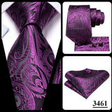 Men's 3 Pcs Purple Silk Wedding Tie Sets - Purple - 3148 - One Size - Silk - image 30