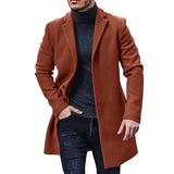 Men's Mid Thigh Lightweight Woolen Coat - Caramel - Men's Jacket - XXXL - Polyester - image 11
