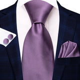 Funki Buys | Neckties | Men's 3 Pcs Purple Silk Wedding Tie Sets