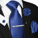 Men's 5 Pcs Luxury Ridged Silk Tie Sets - Blue - 5pc Tie Set - 022 - Medium - Silk - image 50