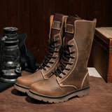 Men's Leather Hiking Boots Hunting Boots - Khaki - 1 / Boots - 45 B - Genuine Leather - image 4