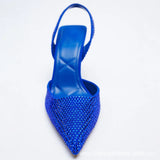 Women's Shiny Beaded Mid Heeled Mules - Gold - Slingback Mules - 43 B - PU Leather - image 14