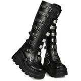 Women's Punk Goth Multi Buckle Boots - Black - Buckle Boots - 43 B - PU Leather - image 13
