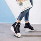 Women's High Platform Zipper Sneakers - Navy - Platform Sneakers - 43 B - Canvas - image 27
