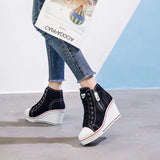Women's High Platform Zipper Sneakers - Navy - Platform Sneakers - 43 B - Canvas - image 23