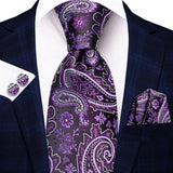 Funki Buys | Neckties | Men's 3 Pcs Purple Silk Wedding Tie Sets