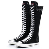 Women's High Top Lace Up Canvas Boots - Black - 1 - Tall Canvas Sneaker - 43 B - Canvas - image 4