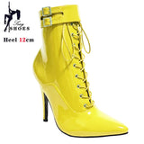 Women's Patent Pointed Toe Ankle Boots - Black - Ankle Boot - 35 B - PU Patent Leather - image 33